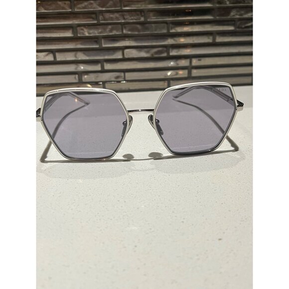 Prada Ladies Sunglasses Silver geometric Lens Square PR56YS - Picture 10 of 11